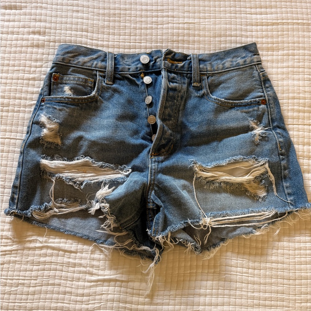 Cello High-Rise Distressed Denim Shorts